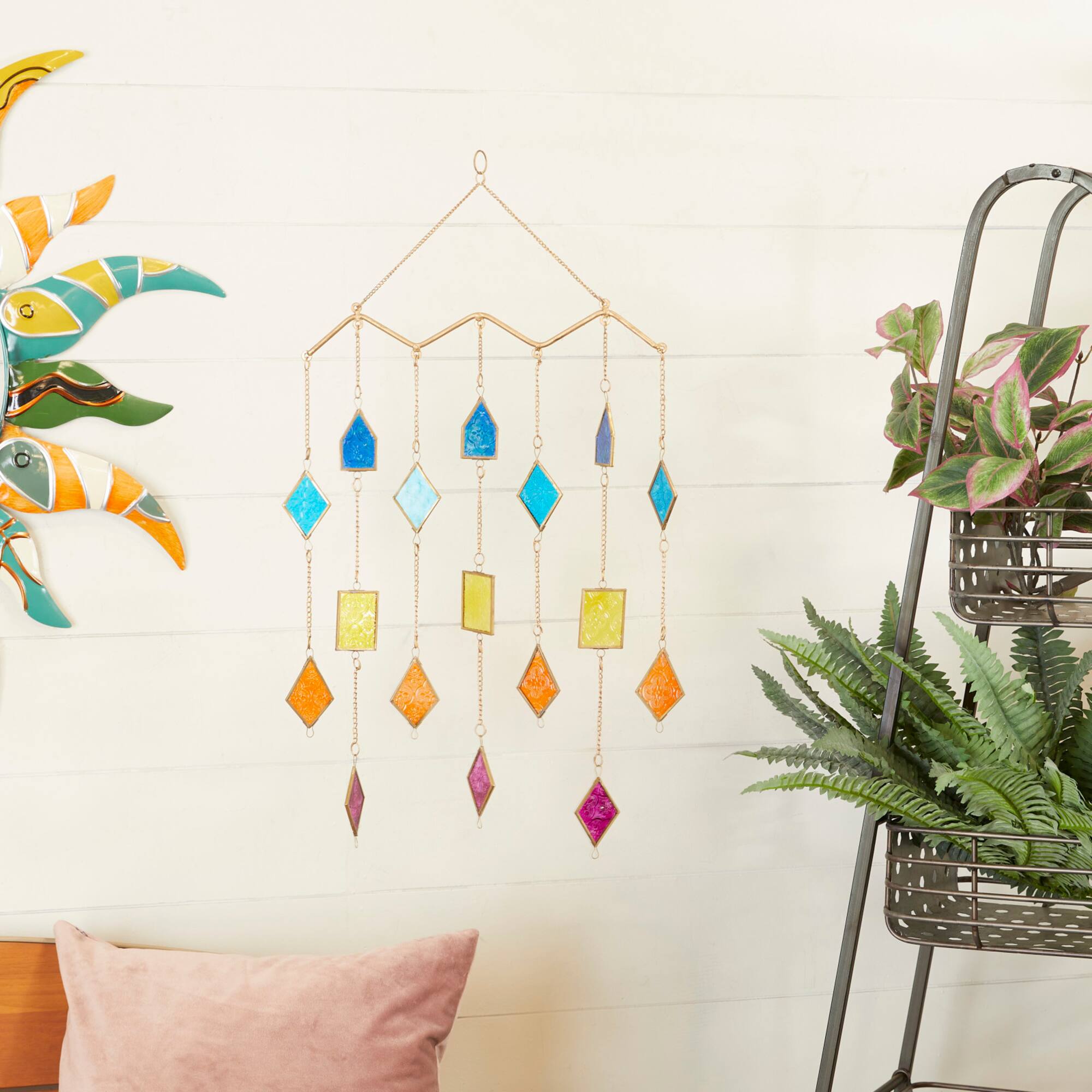 Multi Metal Contemporary Windchime, 29" x 17" x 2"